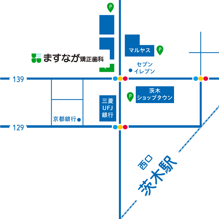 ますなが矯正歯科までの地図